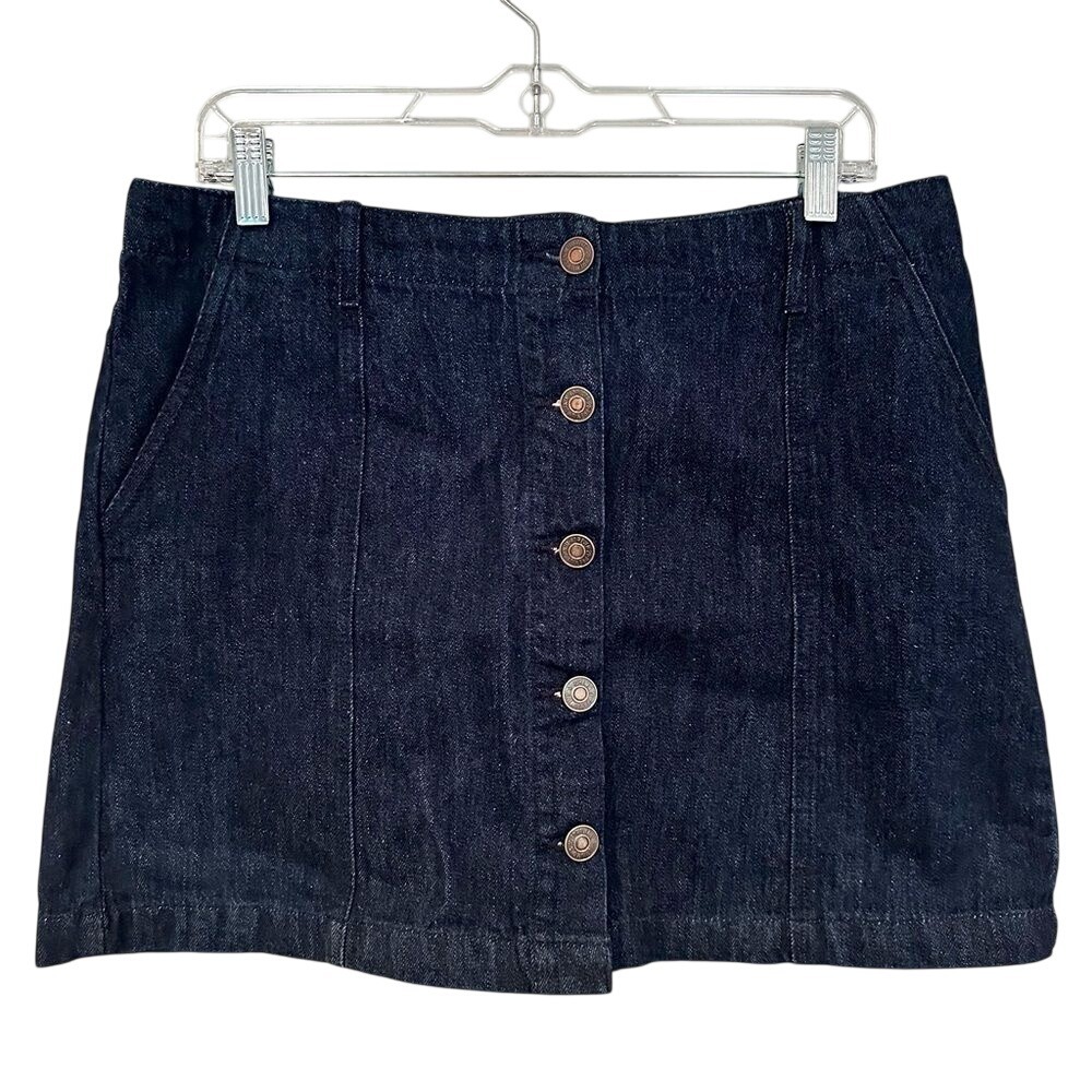 Forever 21 Denim Mini Skirt Womens 31 Button Front Y2K Retro Indie Streetwear